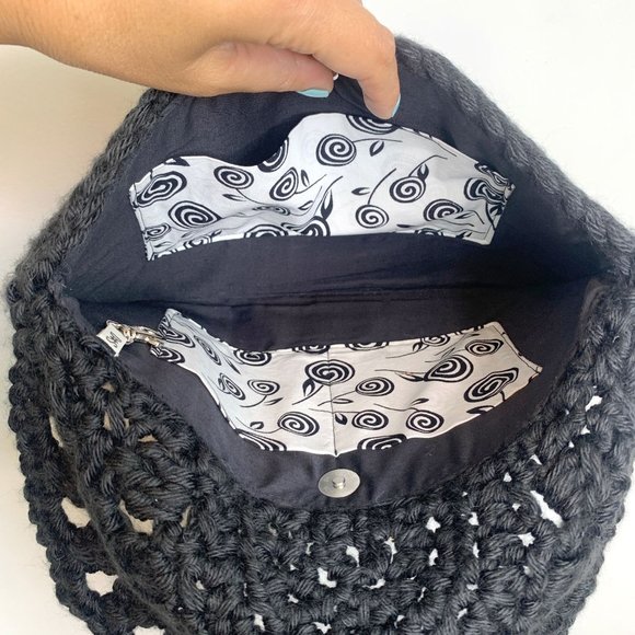 DS‎ Vintage Black Boho Festival Crochet Clutch Bag OS - Picture 4 of 5